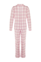 Trendyolmilla Bej %100 Pamuklu Ekoseli Örme Pijama Takımı THMAW20PT0266