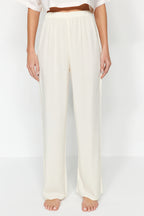 Bej 2'li Viskon Biyeli Dokuma Sabahlık-Pijama Altı THMAW24PT00074