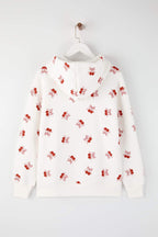 Ekru Kiraz Baskılı Oversize/Geniş Kalıp Örme Sweatshirt TWOAW26SW00214