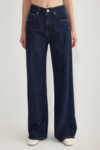 Koyu Mavi Normal Bel Wide Leg Geniş Paça %100 Pamuk Non-Stretch Jeans TWOSS25JE00053