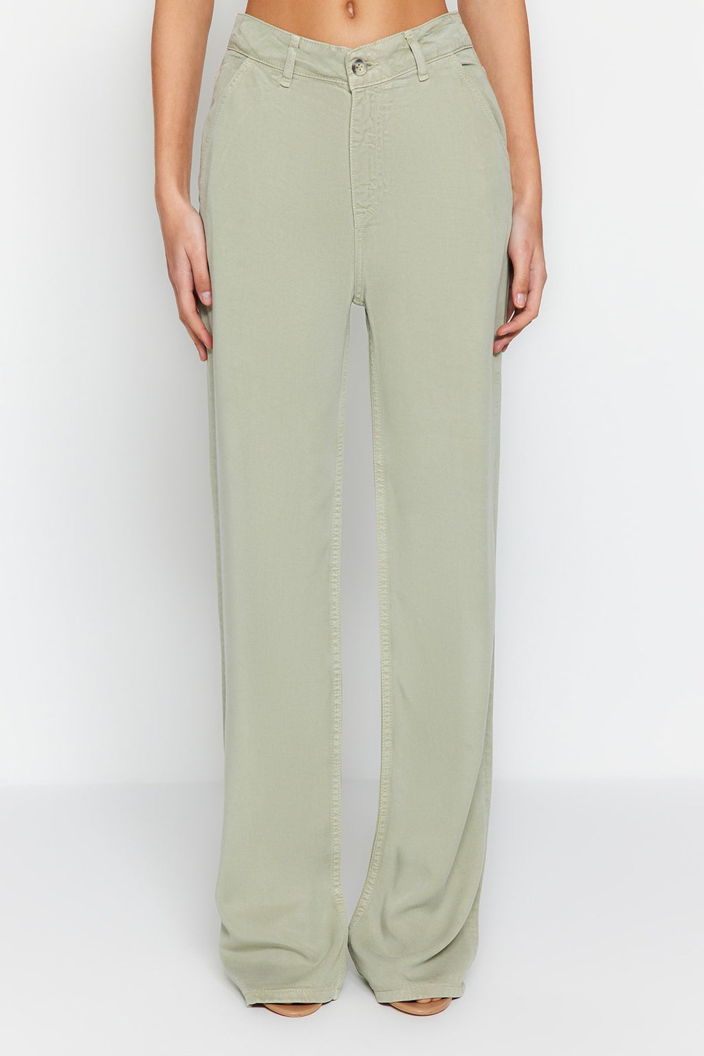 Trendyolmilla More Sustainable Mint %100 Tencel™ Düşük Bel Wide Leg Jeans TWOSS23JE00219