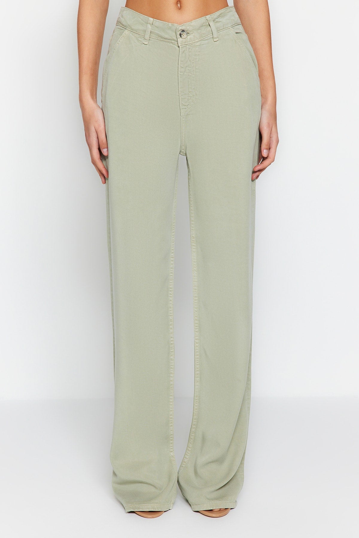 Trendyolmilla More Sustainable Mint %100 Tencel™ Düşük Bel Wide Leg Jeans TWOSS23JE00219