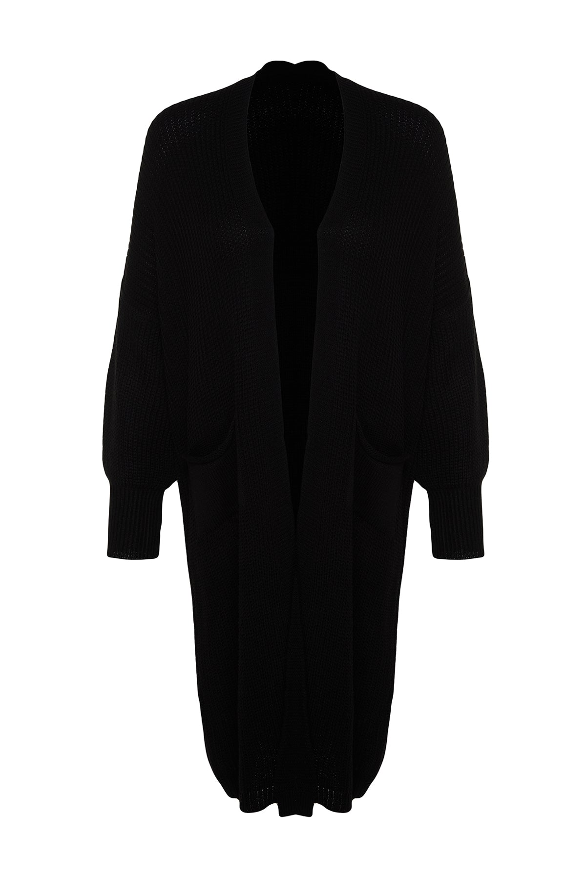 Siyah Maxi Basic Geniş Kalıp Triko Hırka TWOAW24HI00096