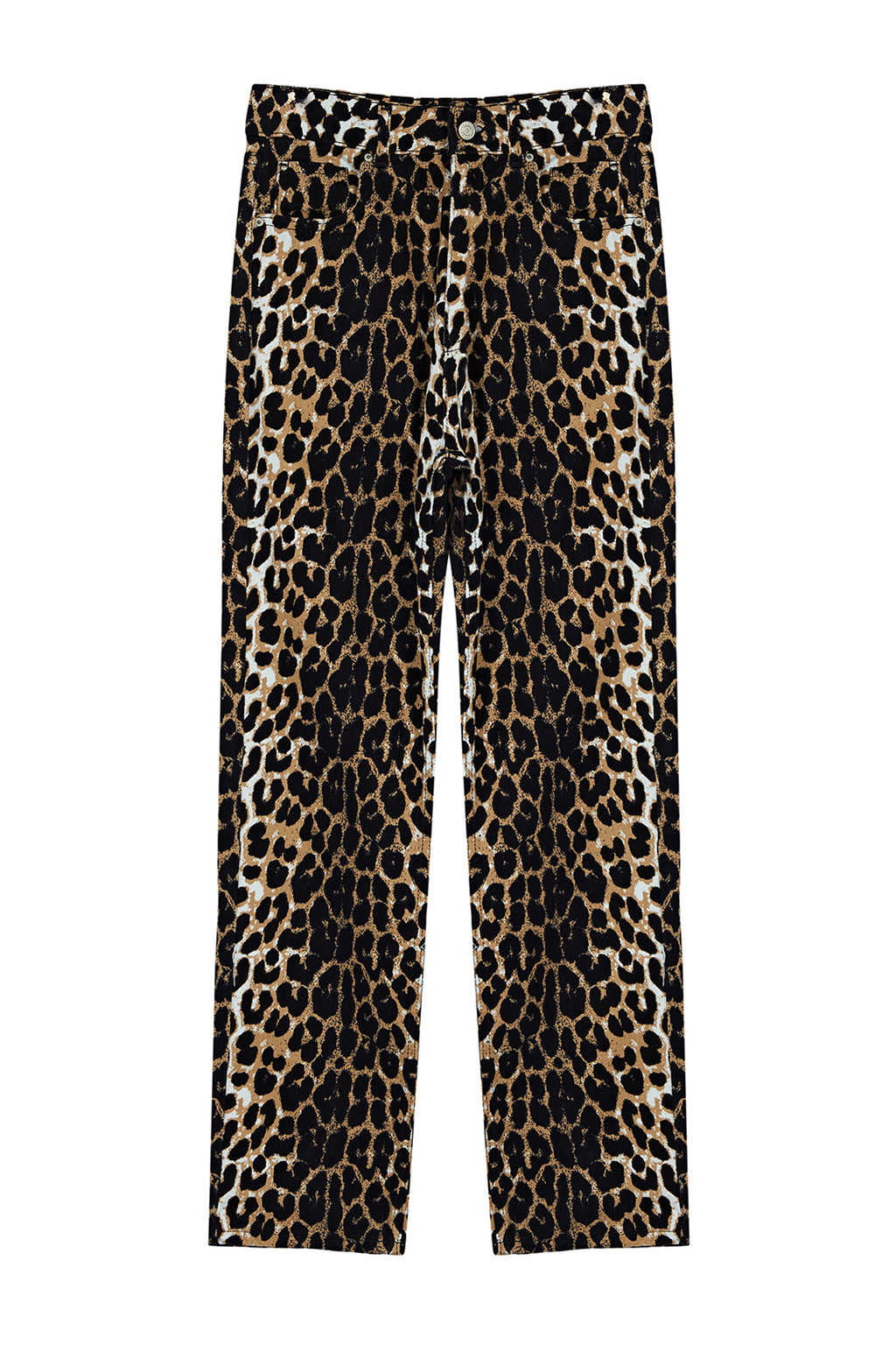 Kahverengi Leopar Desenli Straight/Düz Kesim Dokuma Pantolon TWOSS24PL00170