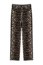 Kahverengi Leopar Desenli Straight/Düz Kesim Dokuma Pantolon TWOSS24PL00170