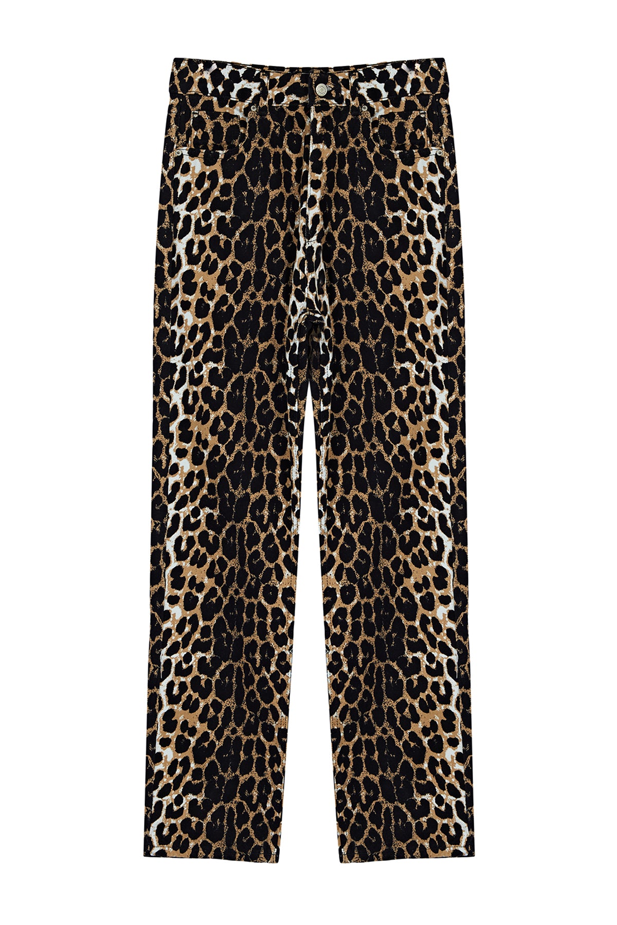 Kahverengi Leopar Desenli Straight/Düz Kesim Dokuma Pantolon TWOSS24PL00170