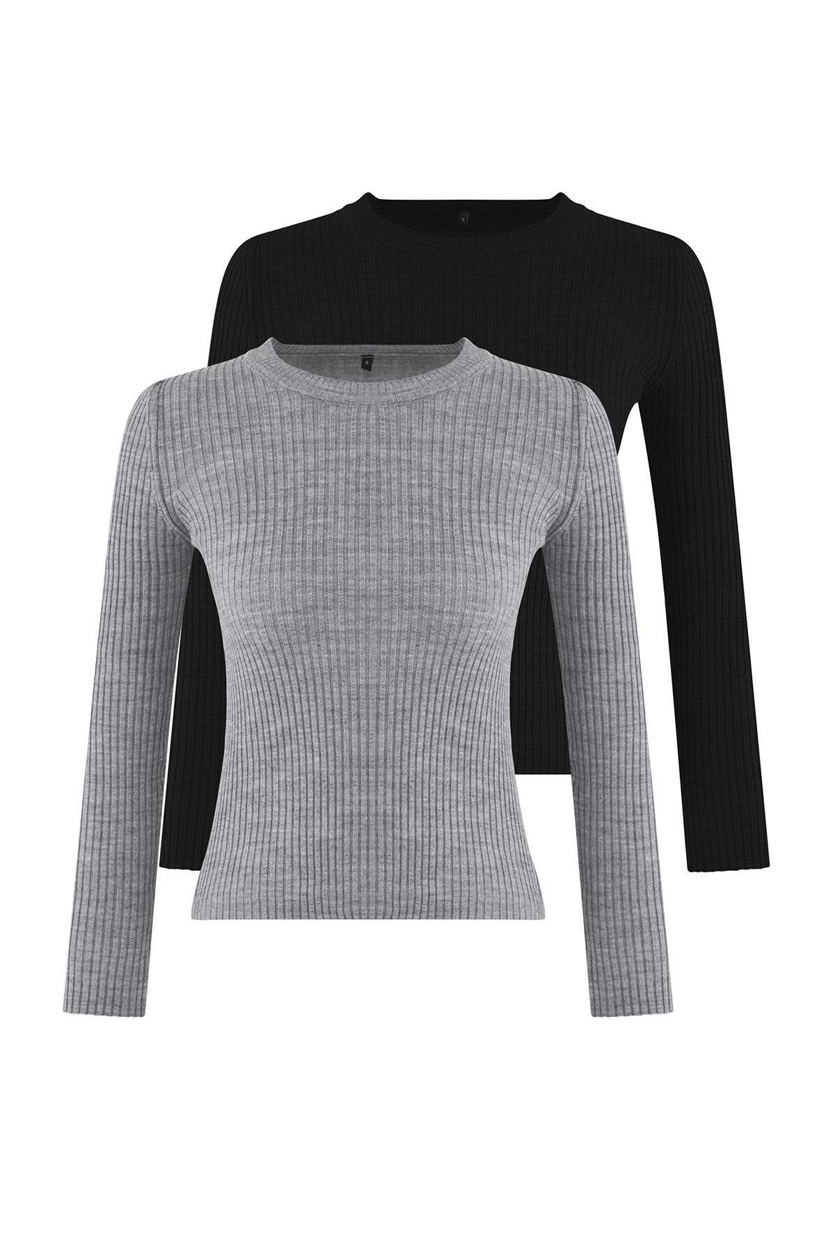 Trendyolmilla Siyah-Çok Renkli İkili Paket Triko Kazak TWOAW22KZ1766