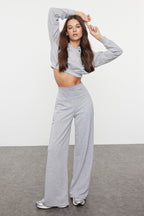 Trendyolmilla Antrasit Ince Ekstra Yüksek Bel Wide Leg/Geniş Kesim Pantolon TWOAW25PL00026