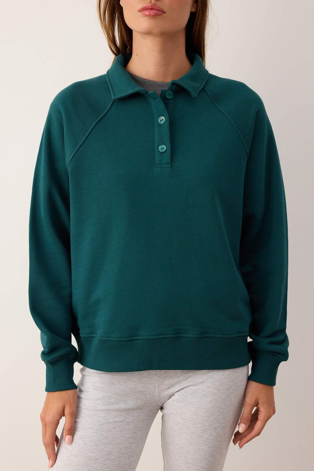Trendyolmilla Gri Melanj Premium Patlı Regular/Normal Kalıp Kalın İçi Polarlı Örme Sweatshirt TWOAW26SW00208