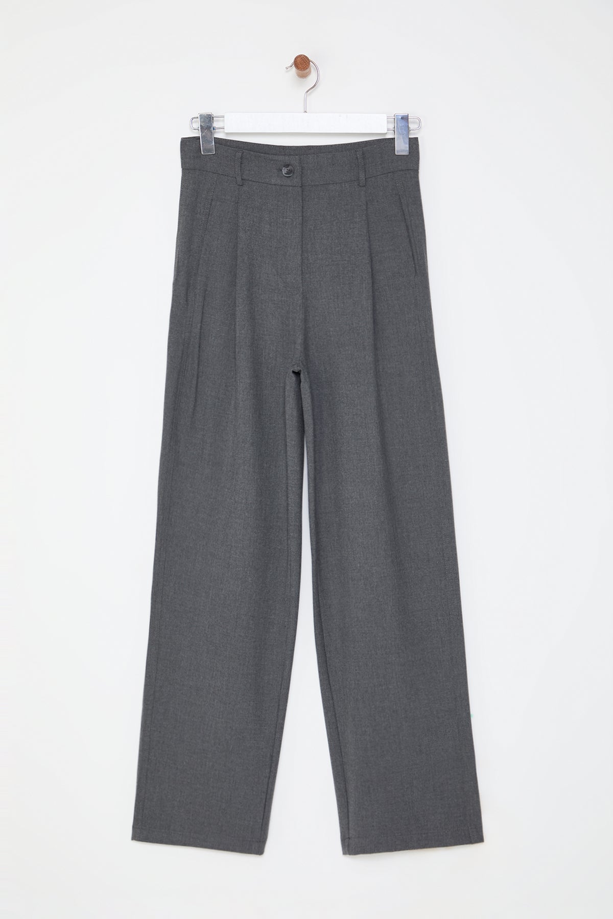 Trendyolmilla Bej Wide Leg Geniş Paça Pileli Dokuma Pantolon TWOAW25PL00105