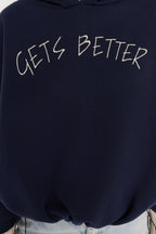 Trendyolmilla Lacivert Kalın İçi Polarlı Triko Bant Detaylı Kapüşonlu Örme Sweatshirt TWOAW22SW1806