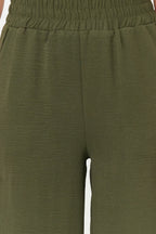 Trendyolmilla Haki Wide Leg/Geniş Paça Beli Lastikli Dokuma Pantolon TWOSS22PL00024