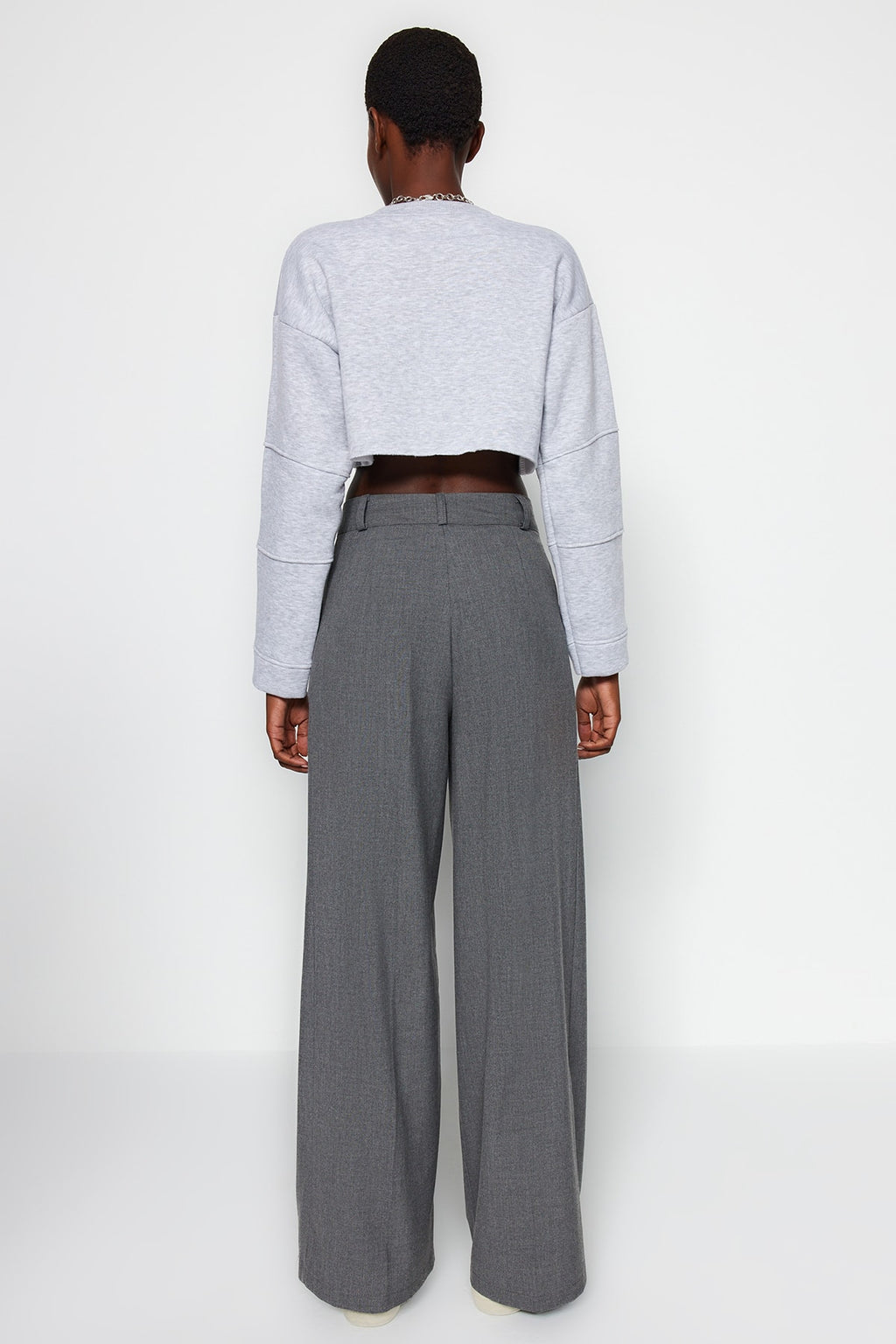Trendyolmilla Siyah Palazzo/Extra Geniş Paça Dokuma Kumaş Pantolon TWOSS23PL00062