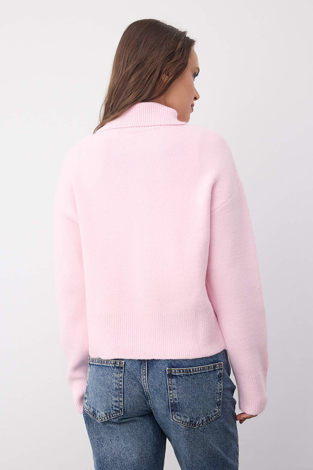 Trendyolmilla Wardrobe Essentials Taş Yumuşak Dokulu Geniş Kalıp Fermuarlı Triko Hırka | TWOAW26HI00092