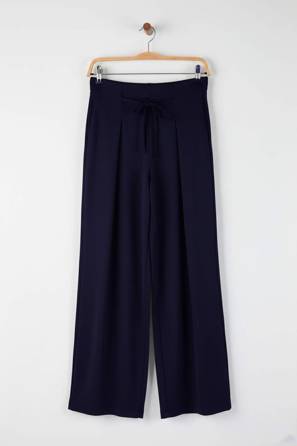 Trendyolmilla Taş Wide Leg Yumuşak Kumaşlı Pilili Esnek Örme Pantolon TWOAW26PL00138