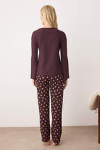 Trendyolmilla Bordo Kurdele/Fiyonklu Yumuşak Kışlık Waffle Örme Pijama Takımı THMAW26PT00187