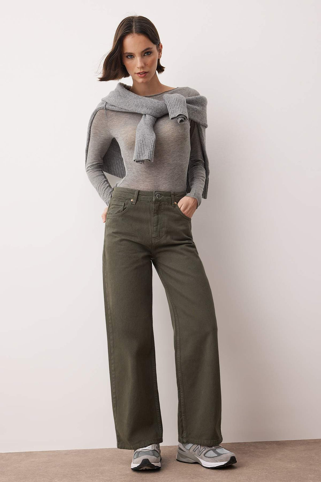 Trendyolmilla Vizon Yüksek Bel Bilek Boy Culotte %100 Pamuklu Jeans TWOAW26JE00190