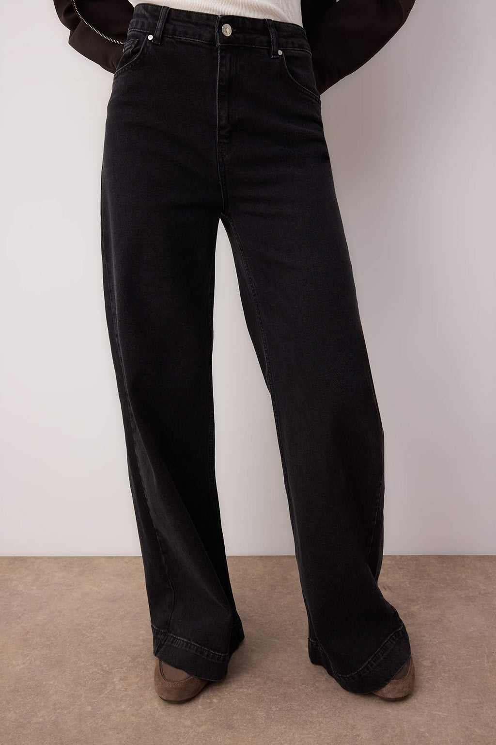 Trendyolmilla Açık Mavi Paça Detaylı Yüksek Bel Wide Leg Comfort Jeans TWOAW26JE00000