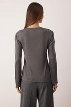 Trendyolmilla Antrasit  V Yaka Basic Triko Kazak TWOAW26KZ00101