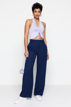 Trendyolmilla Mavi Wide Leg/Geniş Paça Dokuma Kumaş Pantolon TWOAW22PL0263 Palazzo