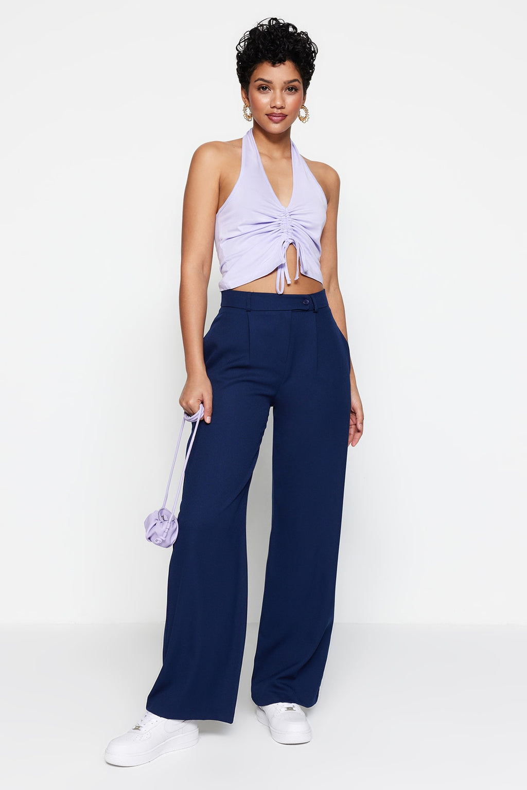 Trendyolmilla Mavi Wide Leg/Geniş Paça Dokuma Kumaş Pantolon TWOAW22PL0263 Palazzo