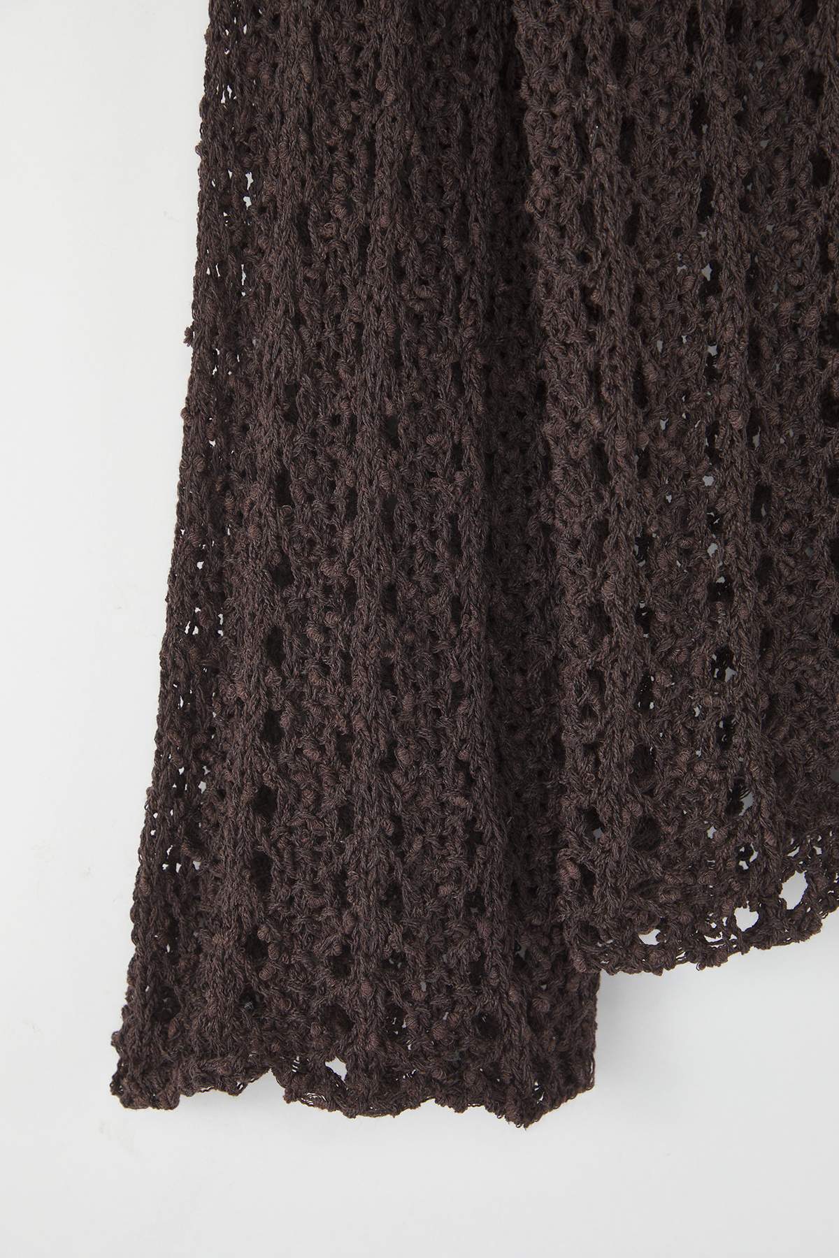 Kahverengi Özel İplik Ajurlu/Delikli Kayık Yaka Triko Kazak TWOAW26KZ00193