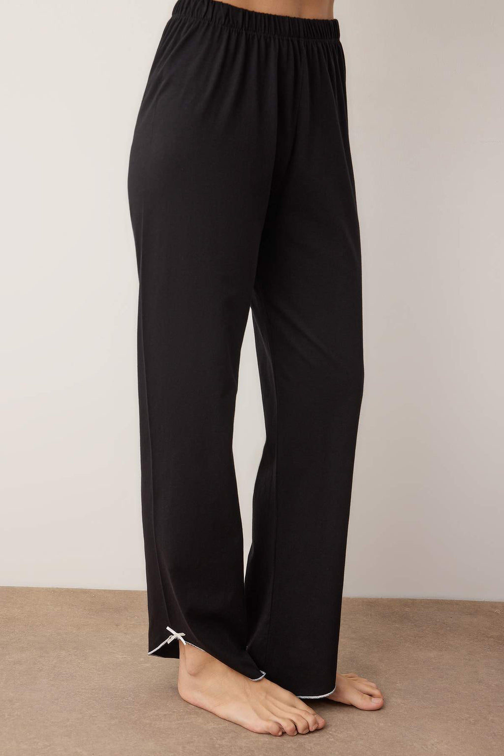 Siyah %100 Pamuklu Baby Overlok ve Kurdele Detaylı Örme Pijama Takımı THMAW26PT00228