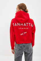 Trendyolmilla Mint Sırt Baskı Detaylı Kapüşonlu Kalın İçi Polarlı Örme Sweatshirt TWOAW22SW0711
