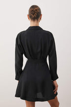 Trendyolmilla Nar Çiçeği Çizgili Kuşaklı Kısa / Mini  Dokuma Elbise TWOAW25EL00154