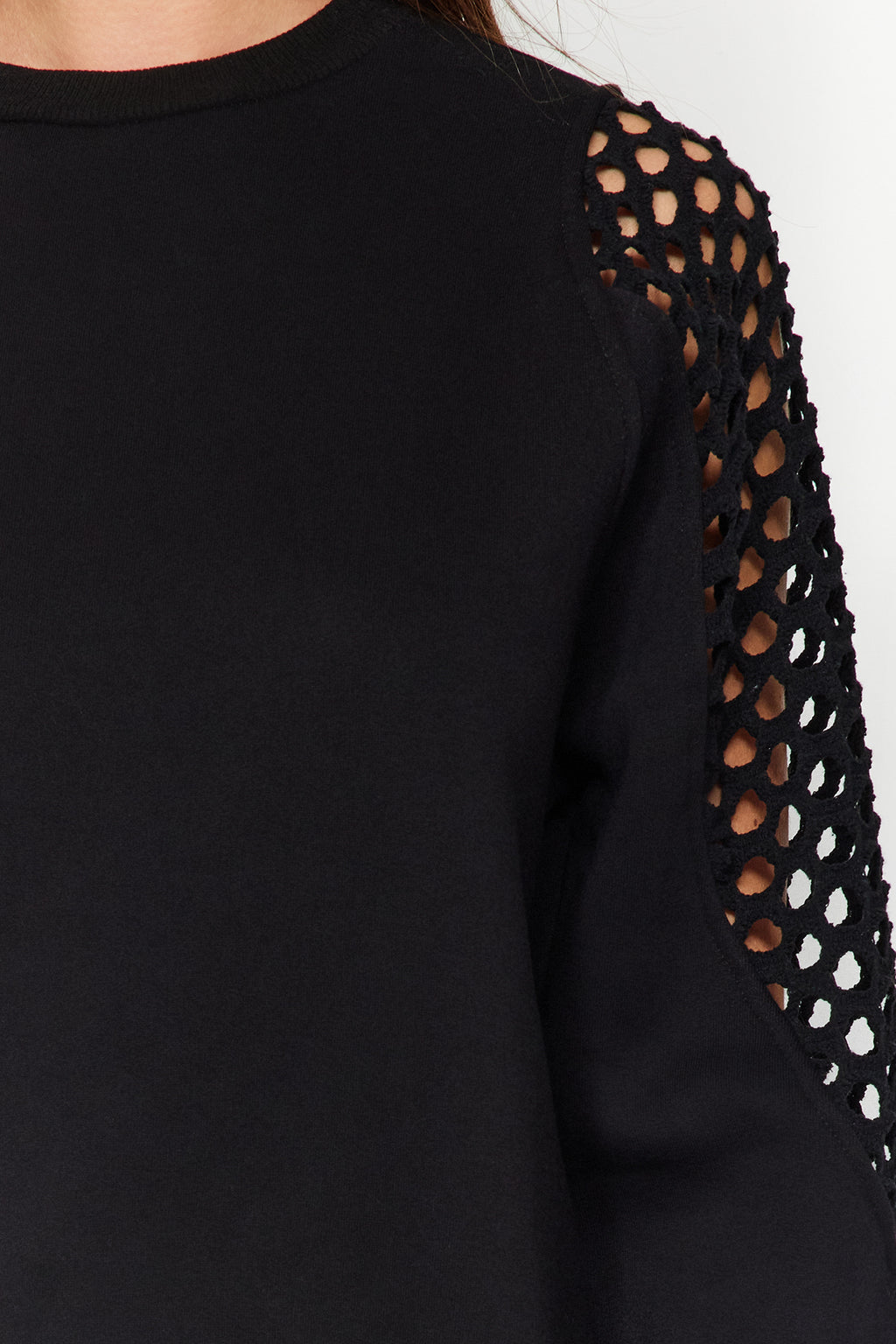 Siyah File Detaylı Kalın İçi Polarlı Regular/Normal Kalıp Örme Sweatshirt TWOAW24SW00134