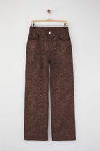 Kahverengi Yılan Desenli Yüksek Bel Wide Leg Jeans TWOAW26JE00153
