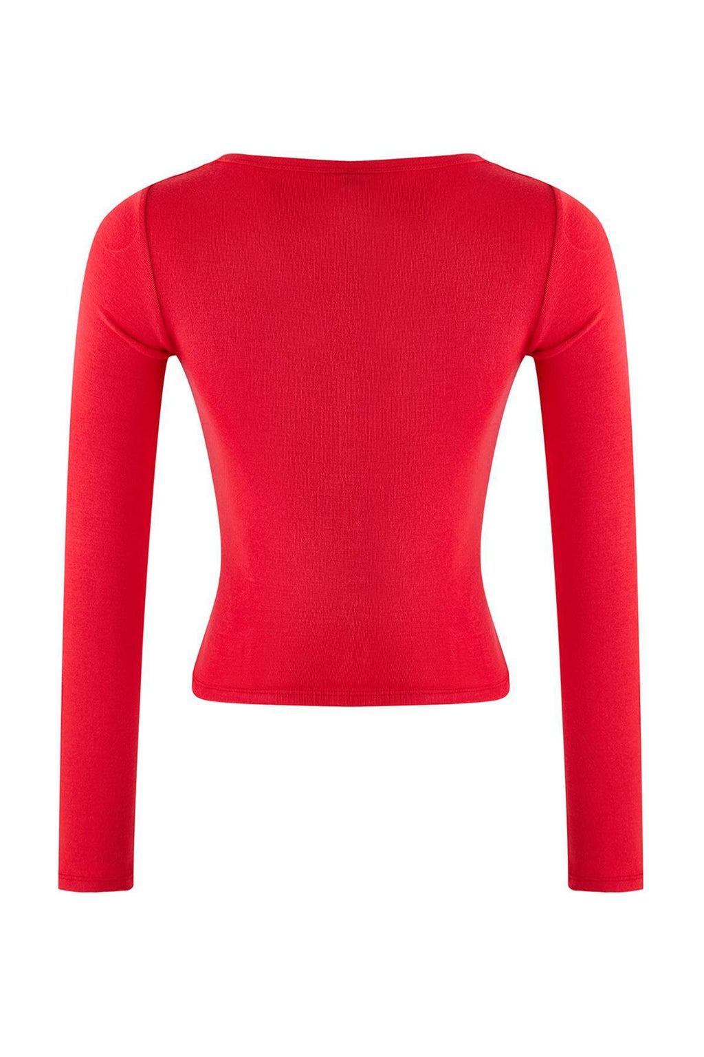 Trendyolmilla Kırmızı Önü Full Çıtçıtlı Fitted/Vücuda Oturan Örme Bluz TWOAW26BZ00193