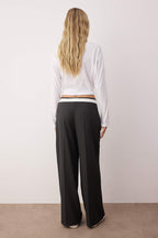 Antrasit Bel Ek Kumaş Detaylı Wide Leg/Geniş Paça Kumaş Pantolon TWOAW26PL00048