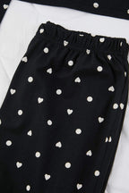 Trendyolmilla Siyah %100 Pamuklu Puantiye ve Kalpli Örme Pijama Takımı THMAW25PT00039