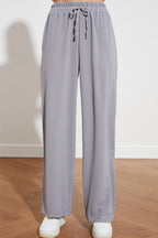 Gri Beli Lastikli Wide Leg/Geniş Paça Dokuma Pantolon TWOSS21PL0248