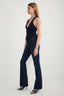 Trendyolmilla Koyu Mavi Yüksek Bel Orta Esnek Flare İspanyol Paça Jeans TWOSS25JE00109
