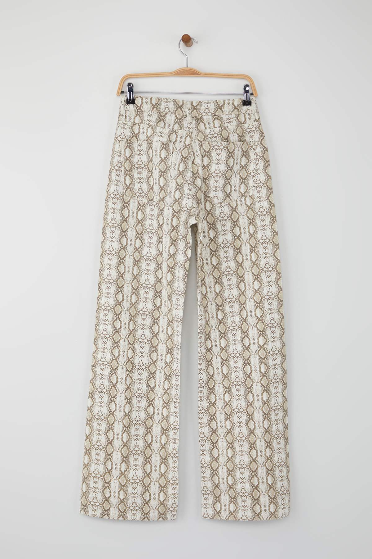 Çok Renkli Animal Yılan Desenli Yüksek Bel Wide Leg Jeans TWOAW26JE00136