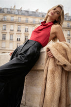 Trendyolmilla Siyah-Beyaz Animal Zebra Desenli Saten Degaje Party Bluz TPRAW26BZ00003