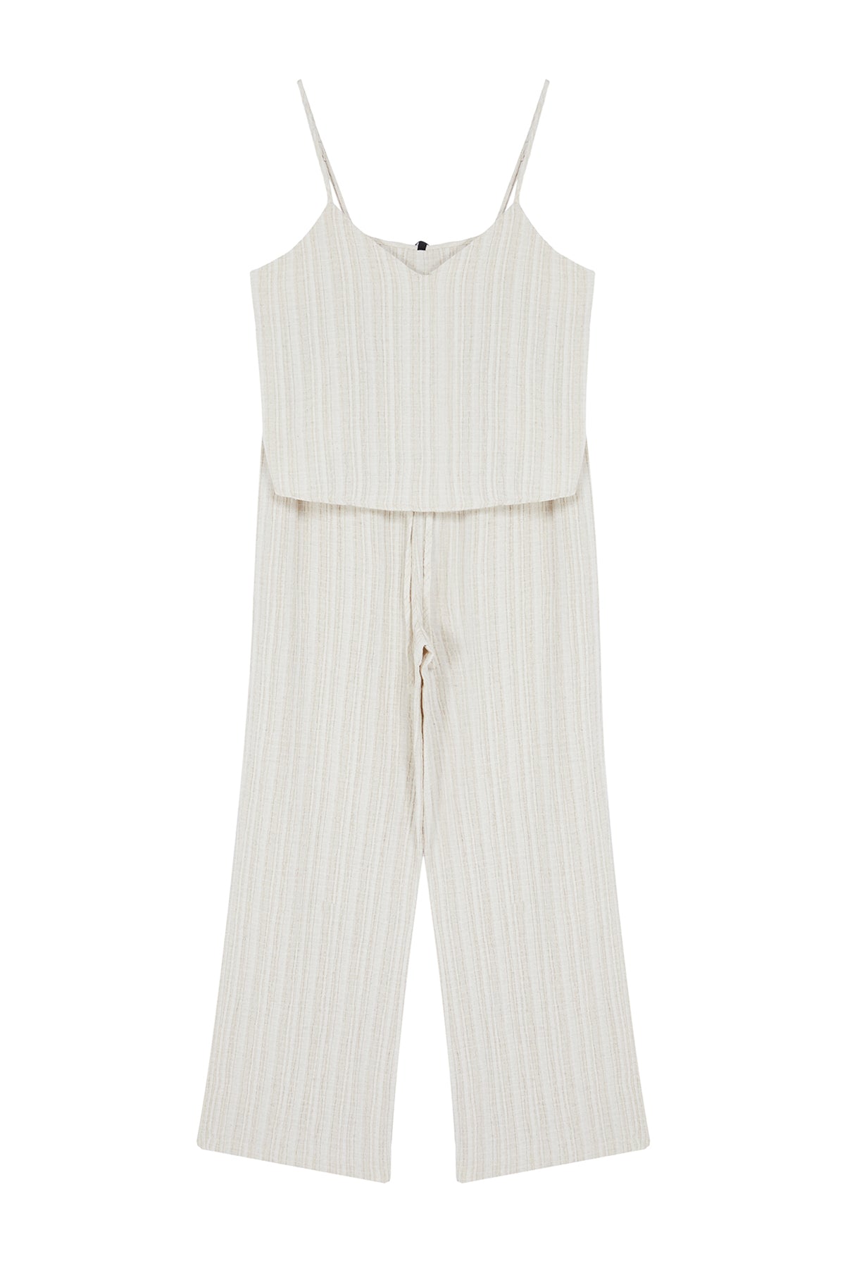 Trendyolmilla Ekru Bağlama Detaylı İp Askılı Dokuma Pijama Takımı THMSS24PT00402