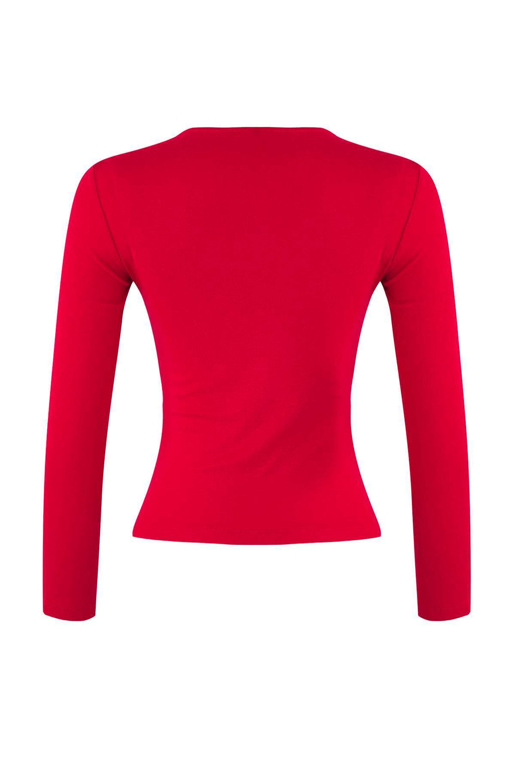 Trendyolmilla Kırmızı Cut Out Detaylı Vücuda Oturan Yumuşak Tuşeli Esnek Örme Bluz TWOAW26BZ00126
