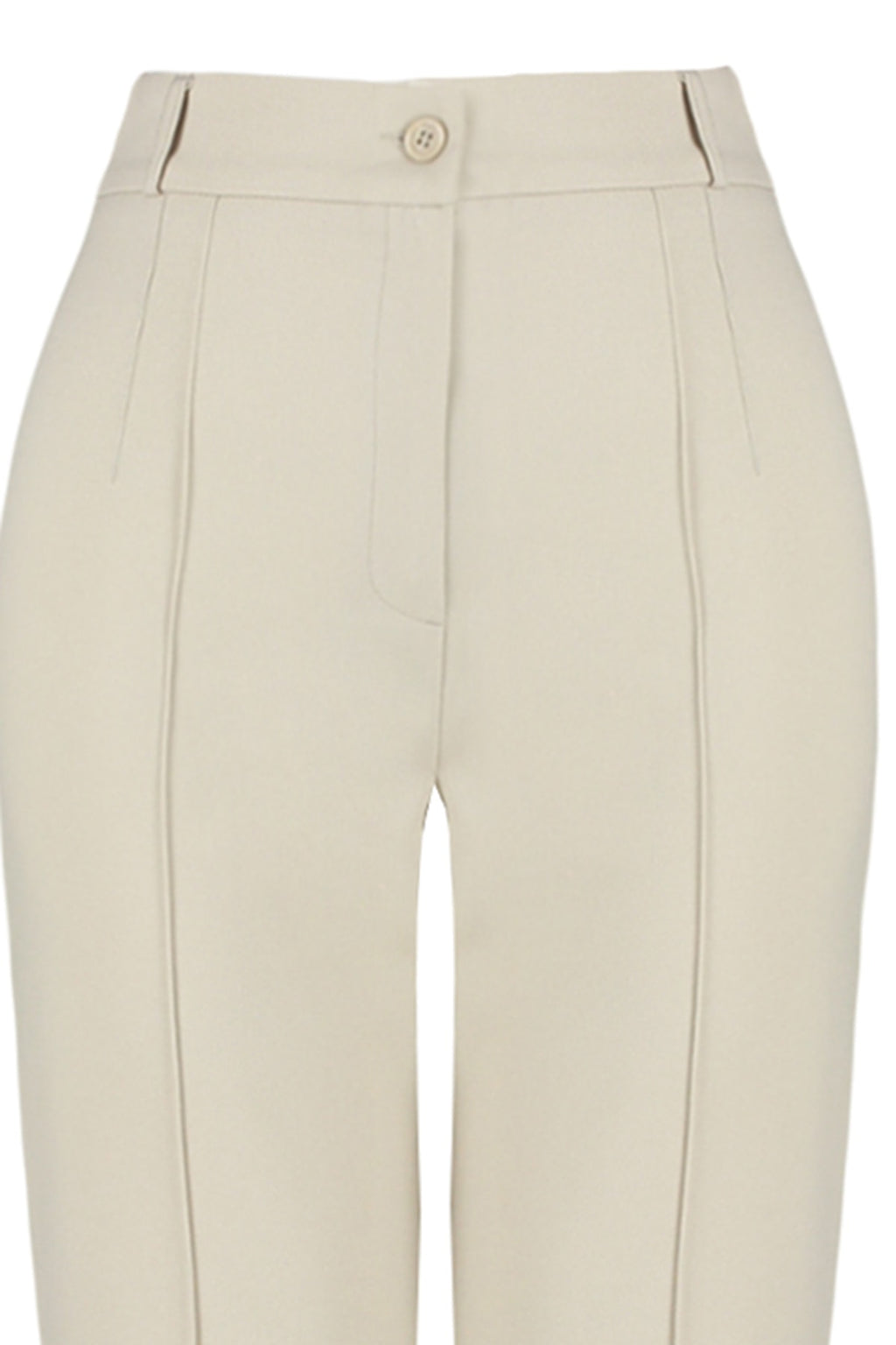 Trendyolmilla Vizon Straight/Düz Kesim Yüksek Bel Nervür Dikişli Dokuma Pantolon TWOSS21PL0093
