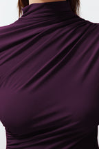 Trendyolmilla Mürdüm Büzgülü Kare Yaka Vücuda Oturan Esnek Örme Bluz TWOSS24BZ00487