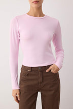 Trendyolmilla Açık Pembe Premium Viskon Bisiklet Yaka Crop Esnek Örme Bluz TWOAW24BZ00116