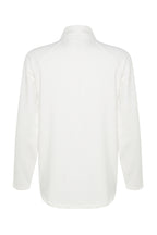 Kaymak Beyazı Pamuklu Fermuar Detaylı Dik Yaka Örme Spor Sweatshirt TWOAW22SW0187