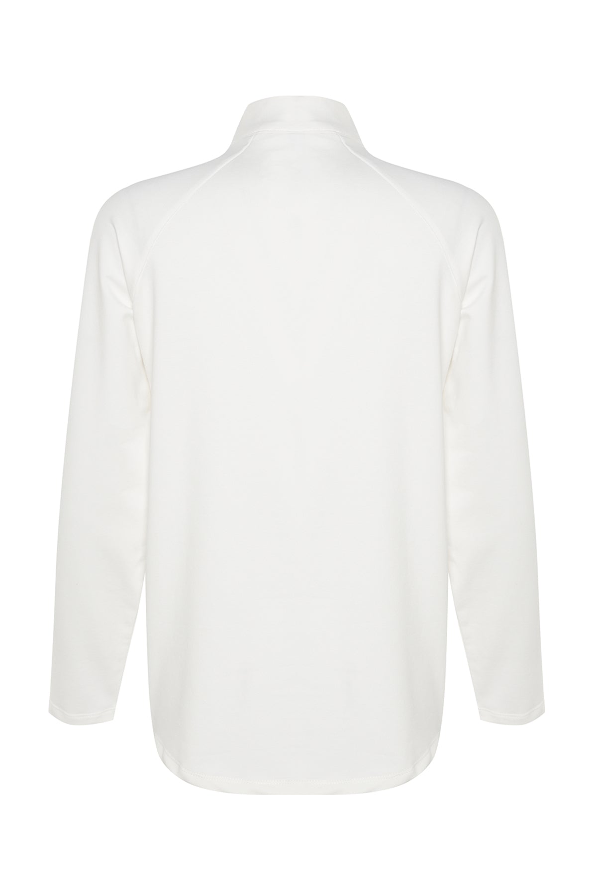 Kaymak Beyazı Pamuklu Fermuar Detaylı Dik Yaka Örme Spor Sweatshirt TWOAW22SW0187