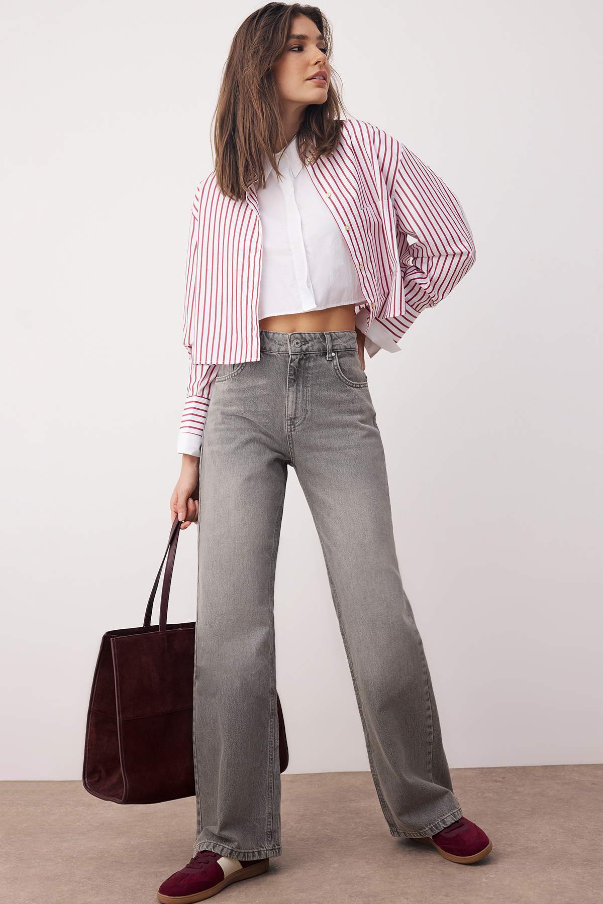 Trendyolmilla Mavi Yüksek Bel Bel Wide Leg Jeans TWOAW26JE00079