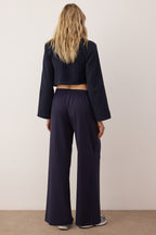 Trendyolmilla Taş Wide Leg Yumuşak Kumaşlı Pilili Esnek Örme Pantolon TWOAW26PL00138