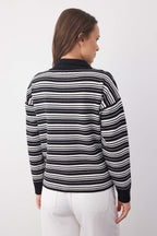 Wardrobe Essentials Siyah Premium/Özel İplik Polo Yaka Triko Kazak | TWOAW26KZ00060