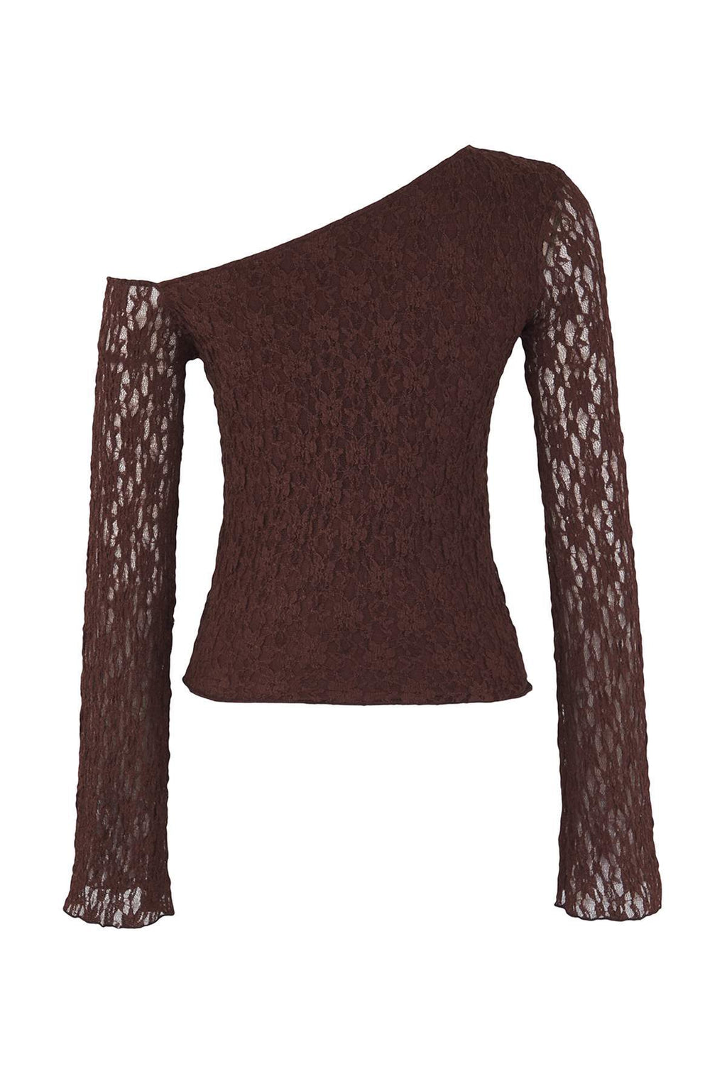 Trendyolmilla Ekru Dantel Asimetrik Yaka Fitted/Vücuda Oturan Örme Bluz TWOAW26BZ00036