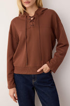 Trendyolmilla Lacivert Bağlama Detaylı Oversize/Geniş Kalıp Örme Sweatshirt TWOAW26SW00053